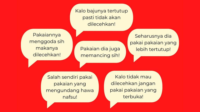 Ilustrasi komentar-komentar negatif terhadap korban pelecehan seksual. (foto: dokumen penulis)