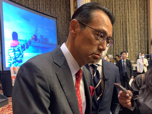 Duta Besar Jepang untuk Indonesia, Kanasugi Kenji, pada acara peringatan Hari Pasukan Bela Diri Jepang ke-68 di Hotel Indonesia Kempinski pada Jumat (16/12). Foto: Jemima Shalimar/kumparan