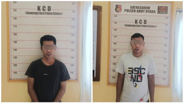 Kedua sopir ini, SR (34) dan AP (26) kini berstatus tersangka. Keduanya diduga telah melakukan penggelapan BBM milik perusahaan sawit di Kabupaten Kobar, PT BJAP 02. Foto: IST/InfoPBUN