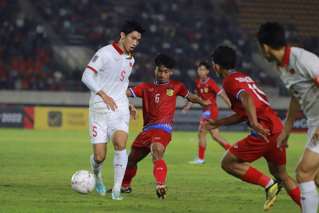 Pertandingan Timnas Laos melawan Timnas Vietnam pada AFF Mitsubishi Electric Cup 2022 di National Stadium KM16 di Vientiane, pada Rabu (21/12/2022). Foto: AFF Mitsubishi Electric Cup 2022