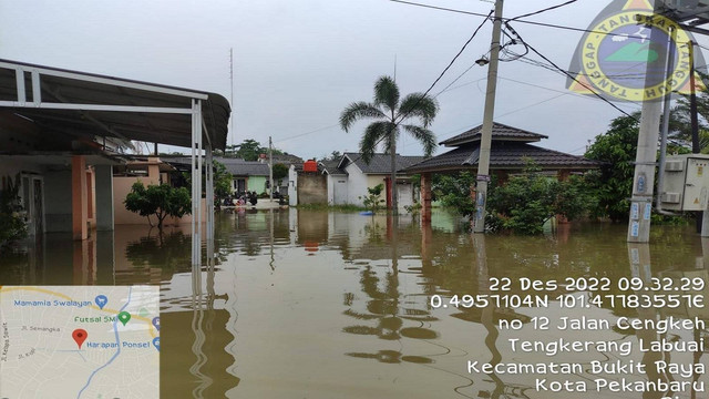 Banjir merendam pemukiman warga di Kota Pekanbaru. (Dok. BPBD Pekanbaru)