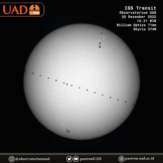ISS Transit CCD 20 Desember 2022 diamati dari Observatorium Universitas Ahmad Dahlan (UAD) (Foto: Pastron UAD)