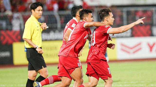 Selebrasi Timnas Indonesia saat melawan Brunei di Piala AFF. Foto: Twitter/@pssi