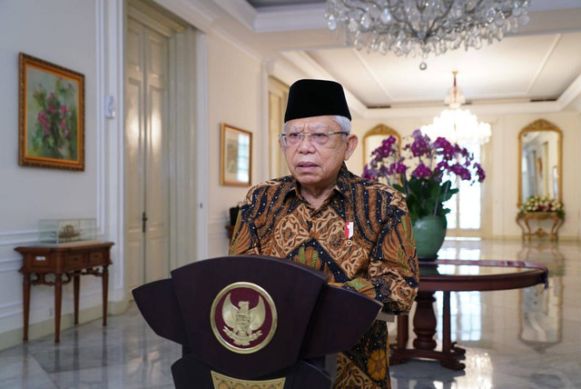 Wakil Presiden RI Ma'ruf Amin dalam memberi sambutan seremoni penutupan perdagangan Bursa Efek Indonesia (BEI). Foto: Dok. Sekretariat Wakil Presiden