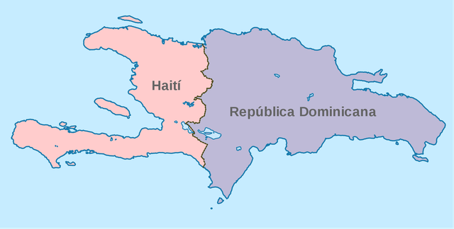 Peta Hispaniola menunjukkan perbatasan antara Republik Dominika dan Haiti. Foto: Milenioscuro (https://en.wikipedia.org/)