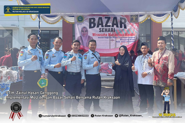 stFoto bersama petugas Rutan Kraksaan bersama Hj. KHUSNUL HITAMINAH, S.H., M.H. selaku Ketua Sekolah Tinggi Ilmu Hukum Zainul Hasan Genggong. (14/01)