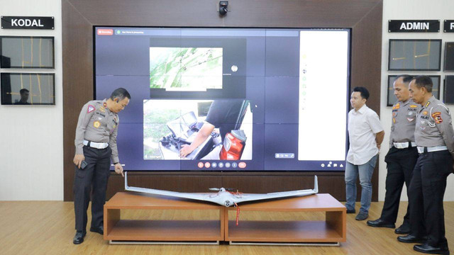 Korlantas Polri memperlihatkan pesawat tanpa awak untuk pengawasan arus lalu lintas (lalin) dan pengembangan ETLE. Foto: Dok. Istimewa