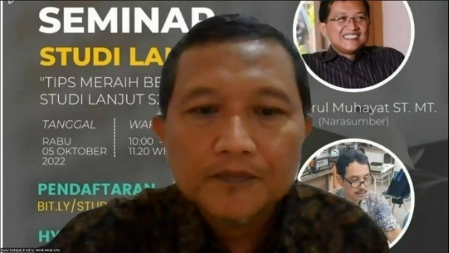 Dr. Nurul Muhayat menyampaikan materi seminar via aplikasi zoom. Foto: TEKNIK MESIN