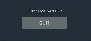 Tampilan Valorant error code VAN 1067. Foto: Tangkapan layar Valorant