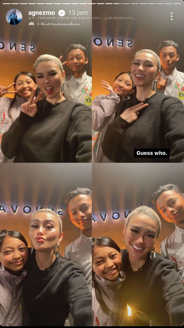 Agnez Mo bertemu dua siswa SMPN 1 Ciawi. Foto: IG Story Agnez Mo