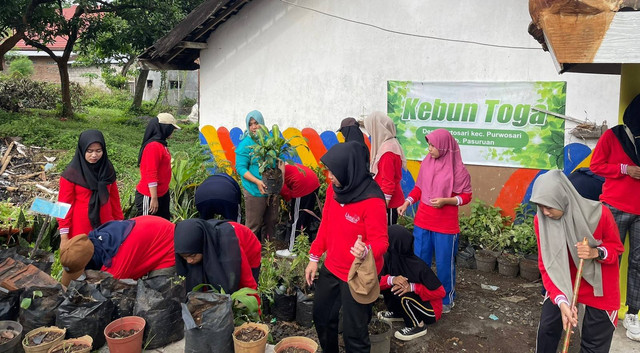 Dokumentasi Tim KKN-P kel 22 Umsida Melakukan Penanaman TOGA Bersama dengan Ibu PKK Desa Kertosari, Kecamatan Purwosari, Kabupaten Pasuruan