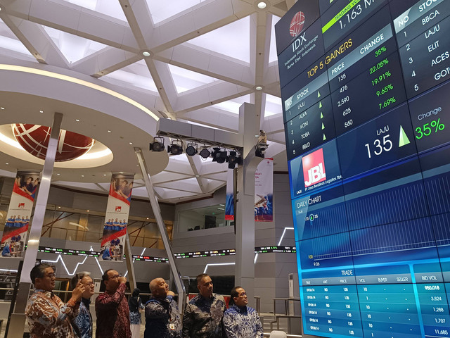 Saham LAJU menguat 35 poin (35 persen) ke level 135 per lembar atau menyentuh auto reject atas (ARA). pada perdagangan hari Jumat (27/1).  Foto: Ghinaa Rahmatika/kumparan