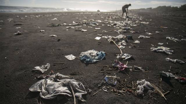 Sampah di kawasan Pantai Depok, Bantul. Foto: ANTARA FOTO/Hendra Nurdiyansyah