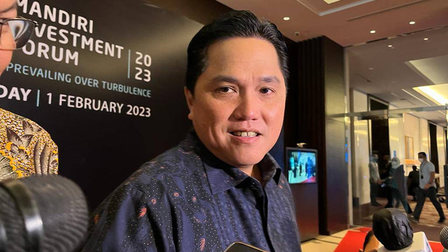 Menteri BUMN Erick Thohir di Mandiri Investment Forum 2023, Rabu (1/2/2023). Foto: Fariza Rizky Ananda/kumparan