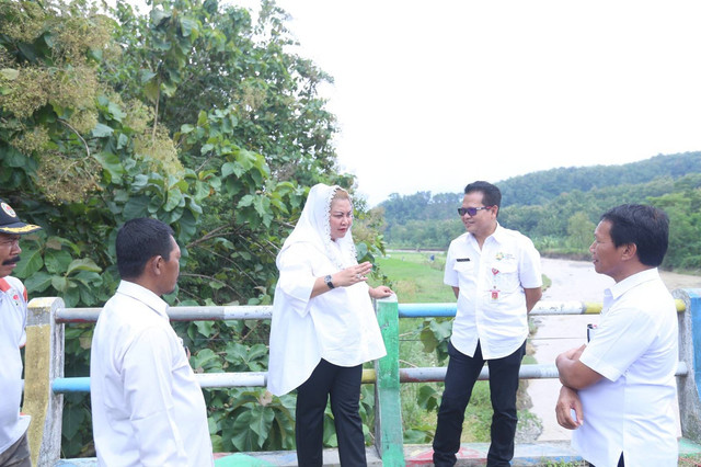 Wali kota Semarang Hevearita Gunaryanti saat melakukan pengecekan Sungai Mluweh menindaklanjuti genangan yang ada di Perumahan Dinar Indah, Rabu (1/2). Foto: Pemkot Semarang