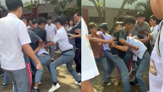 Kolase foto pengeroyokan siswa di Kota Kotamobagu, Sulawesi Utara.