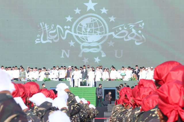 Suasana Puncak Resepsi Harlah 1 Abad NU di Stadion Gelora Delta Sidoarjo, Jawa Timur, Rabu (7/2/2023). Foto: NU Online