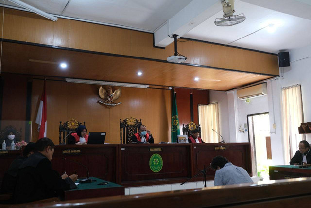 Pengadilan Negeri Bantul saat melakukan sidang terhadap perusahaan yang palsukan laporan pajak. Foto: Erfanto/Tugu Jogja
