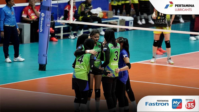 Jakarta Pertamina Fastron dan Jakarta Pertamina Pertamax berlaga di Proliga 2023. Foto: Pertamina