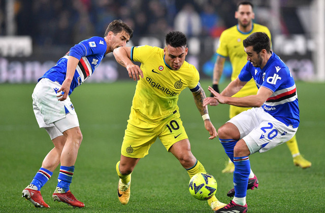 Duel Sampdoria vs Inter Milan di Liga Italia. Foto: Jennifer Lorenzini/REUTERS