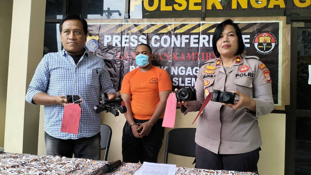 Eks karyawan manajemen di Jogja yang curi kamera hingga HP, Rabu (15/2/2023). Foto: Maria Wulan/Tugu Jogja