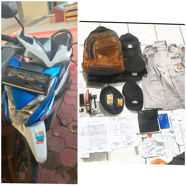 Sepeda motor dan tas yang tertinggal di lokasi pencurian. | Foto: ist
