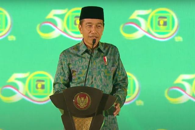 Presiden Jokowi di acara Harlah Ke-50 PPP di ICE BSD, Tangerang, Jumat (17/2/2023). Foto: YouTube/Petiga TV