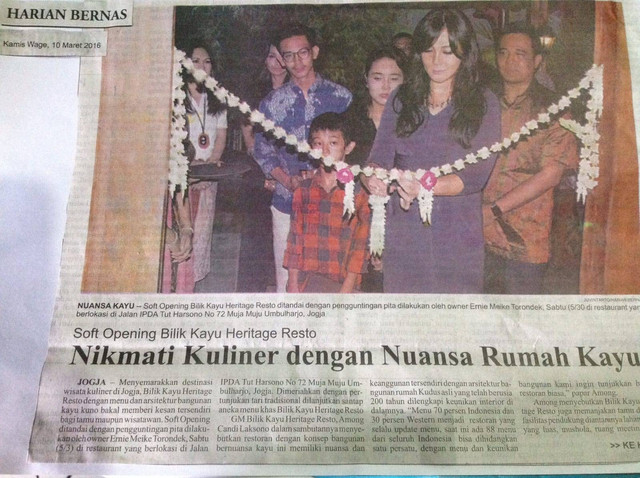 Soft Opening Bilik Kayu Heritage Resto, rumah makan yang diduga milik ibunda Mario Dandy Prasetyo. Foto: Twitter/@bilik_kayu