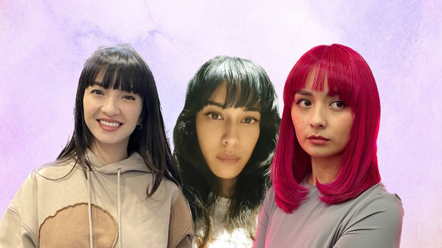 Selebriti yang tampil berponi; Dian Sastrowardoyo, Raline Shah, dan Joanna Alexandra.
 Foto: Instagram/@therealdisastr, @ralineshah, @joannaalexandra