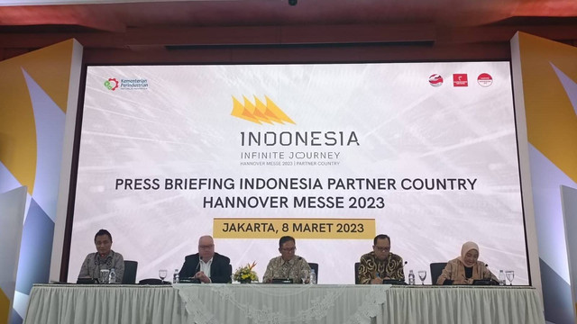 Press Briefing Indonesia Partner Country Hannover Messe 2023 di Kemenperin, Rabu (8/3/2023). Foto: Nabil Jahja/kumparan