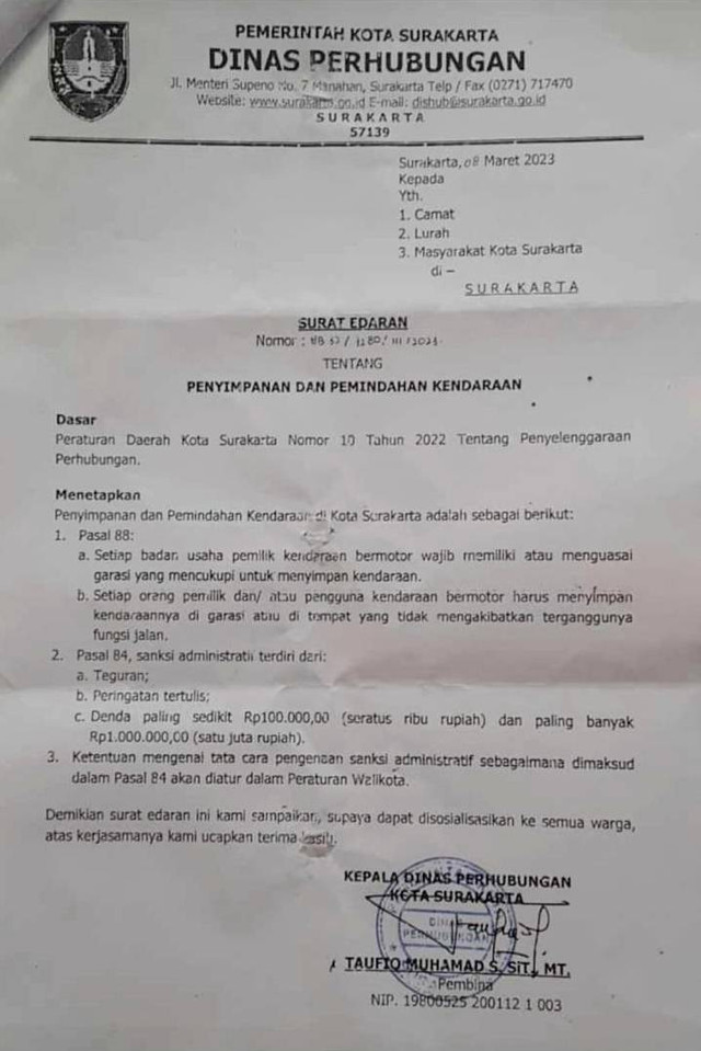 SE sosialisasi yg disebar ke 54  Lurah. Foto: Dok. Istimewa