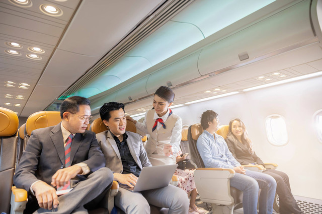 Ilustrasi kabin ekonomi di pesawat.
 Foto: Shutterstock