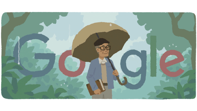 Sapardi Djoko Damono jadi Google Doodle hari ini, Senin (20/3). Foto: Google
