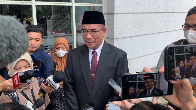 Ketua KPU, Hasyim Asyari di Gedung MK, Senin (20/3/2023). Foto: Luthfi Humam/kumparan