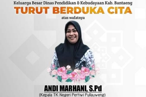 Andi Marhani (kiri), seorang kepala sekolah (Kepsek) taman kanak-kanak (TK) di Kabupaten Bantaeng, Sulsel, tewas dianiaya pacarnya. Foto: Dok. Istimewa