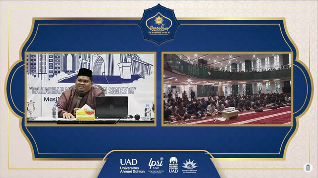 Kajian Rutin Jelang Buka Puasa Masjid Islamic Center Universitas Ahmad Dahlan (UAD) dengan pemateri Budi Jaya Putra, S.Th.I., M.H. (kiri) (Foto: Ummi Hasanah)