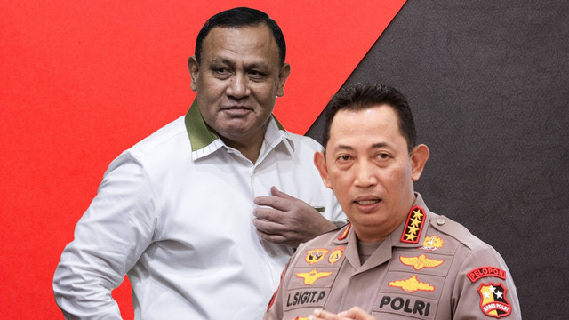 Ketua KPK Firli Bahuri dan Kapolri Listyo Sigit. Foto: ANTARA dan kumparan