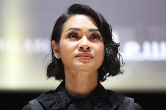 Penyanyi Andien saat konferensi pers jelang konser A Night At The Orchestra di FX Sudirman, Jakarta, Selasa (11/4/2023). Foto: Agus Apriyanto