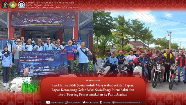 Lapas Kotaagung Gelar Bakti Sosial bagi Purnabakti di Kotaagung dan Ikut Touring Pemasyarakatan Peduli di Bandar Lampung (Humas Lastagung)