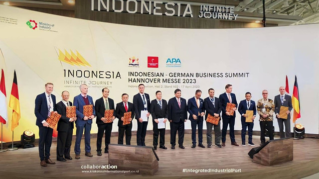 Anak usaha Krakatau Steel tanda tangani kerja sama Kepelabuhanan di Hannover Messe. Foto: Dok. PT KBS