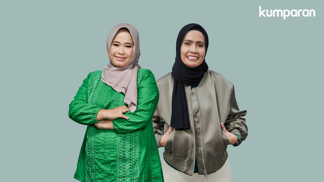 Mitra perempuan Grab; Saidah Anwar, Mitra Pengemudi Grab dan Siska Ria Yunita, Mitra UMKM Grab pemilik toko Agung Sayur. Foto: Panji Indra