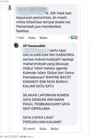 Komentar berisi ujaran kebencian peneliti BRIN. Foto: Dok. Istimewa