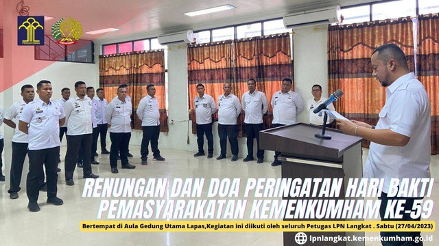 Lapas Narkotika Langkat Laksanakan Renungan dan Do’a Peringatan Hari Bakti Pemasyarakatan Kemenkumham Ke-59
