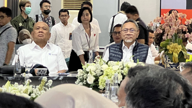 Menteri Perdagangan Zulkifli Hasan saat meninjau pelepasan ekspor baja. Foto: Julian/kumparan