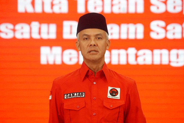 Capres PDIP Ganjar Pranowo di DPP PDIP, Minggu (30/4/2023). Foto: Iqbal Firdaus/kumparan