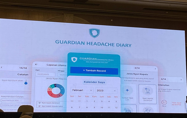 Saat perkenalan aplikasi Guadian Headache Diary pada kegiatan JakNews-10 di Hotel Shangri-La Jakarta, Maret 2023. Sumber foto: Annisa Fitri Bumantari