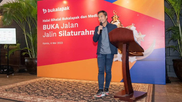 Presiden PT Bukalapak.com Tbk (BUKA) Teddy Oetomo di Halal Bi Halal Bukalapak dan Media, Kamis (4/5/2023). Foto: Dok. Bukalapak