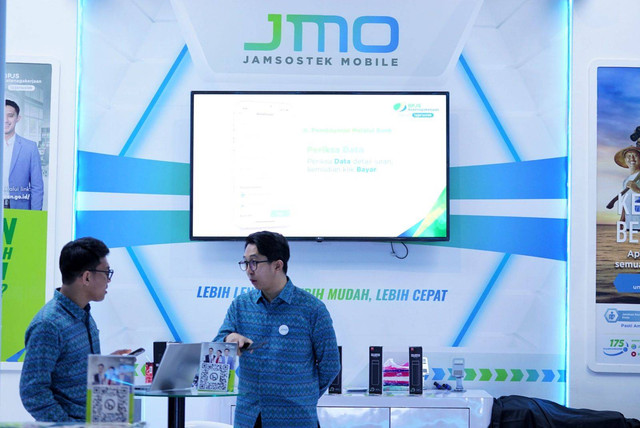 BPJS Ketenagakerjaan memperkenalkan beragam fitur aplikasi Jamsostek Mobile (JMO) di Festival Ekonomi Keuangan Digital Indonesia (FEKDI) pada 7-10 Mei 2023 di Jakarta Convention Center. Foto: Dok. BPJS Ketenagakerjaan