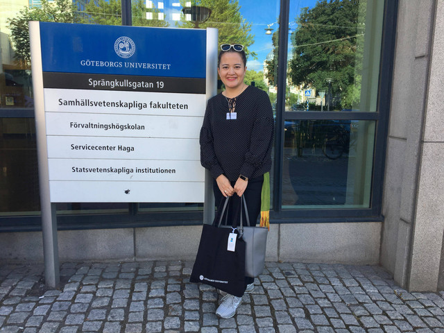 Penulis di kampus University of Gothenburg, Juni 2019.