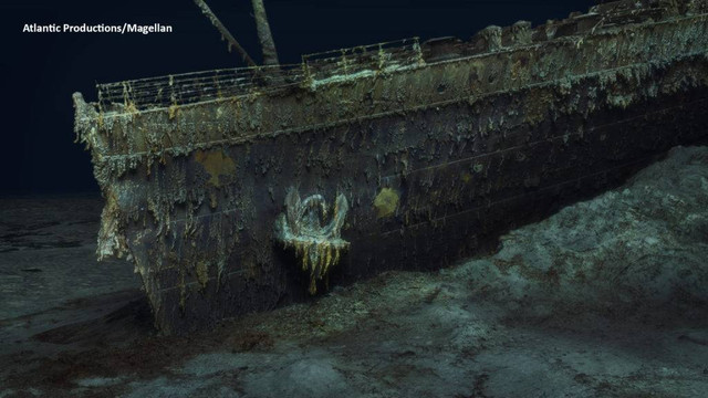 Penampakan gambar 3D bangkai kapal legendaris Titanic Foto: Atlantic Productions/Magellan/via REUTERS